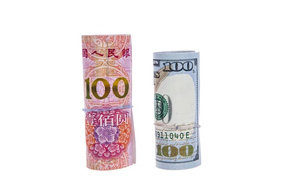 美元和人民币b — 图库照片