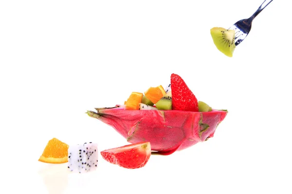 Fruta del dragón, kiwi, fresa y naranja — Foto de Stock