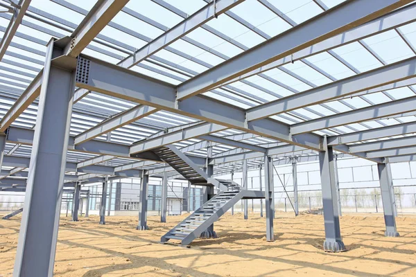 Steel Frame Structure Construction Site — Stock Photo, Image