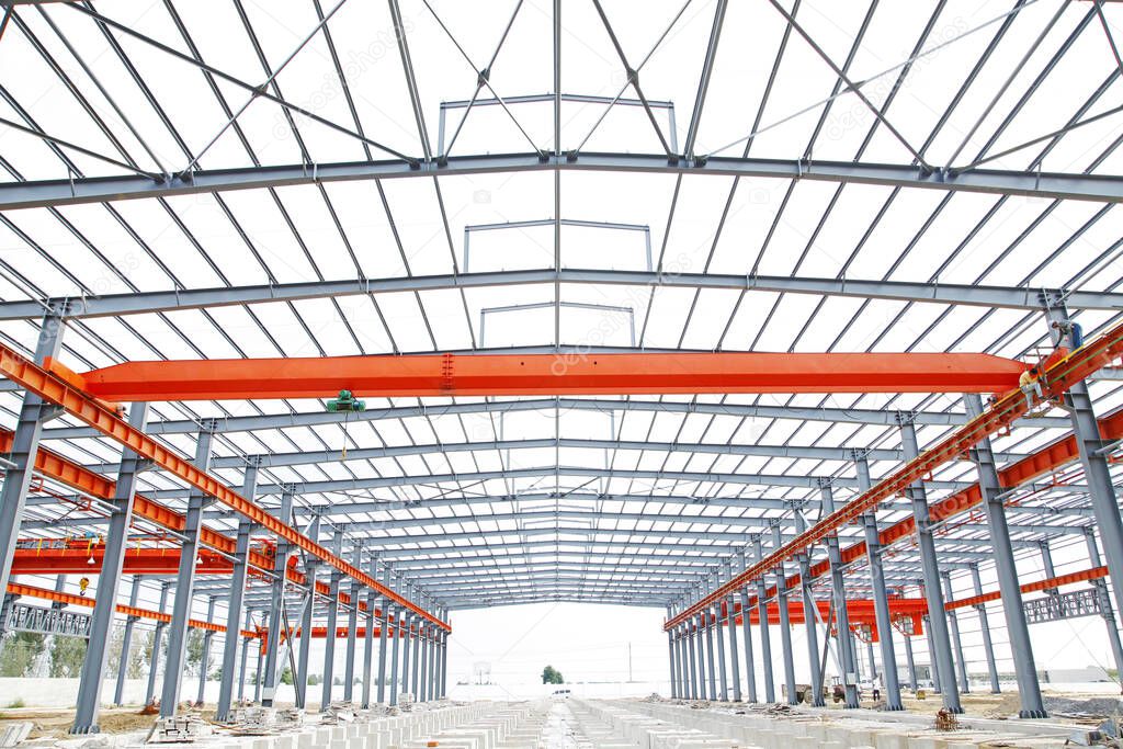 In the construction site, steel structure is under construction