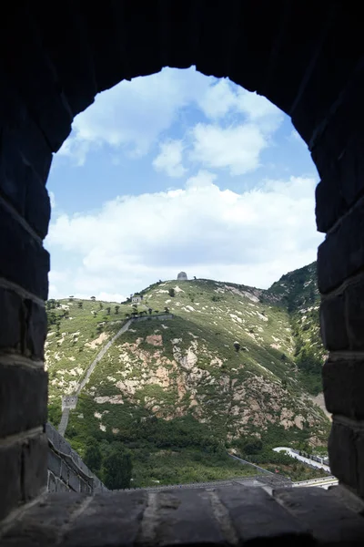 Great Wall China Blue Sky White Clouds Very Beautiful — Stock fotografie