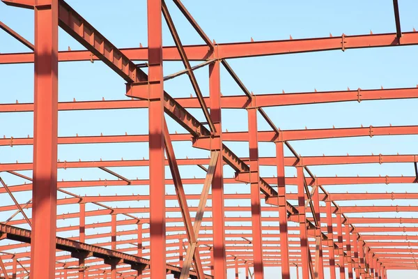 Nşaat Alanında Çelik Yapı Yapım Aşamasında — Stok fotoğraf