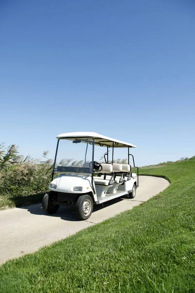 Carros Golf Blancos Campo Golf Verde — Foto de Stock