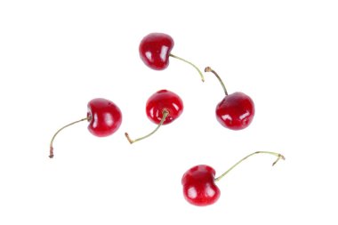 Kiraz, lezzetli, yakın plan, beyaz arka plan