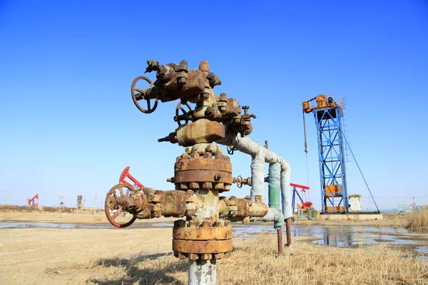 Petrol Sahası Petrol Boru Hatları Tesisleri — Stok fotoğraf