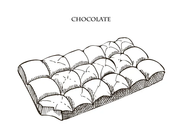 Bar de chocolate vector set illustration.Vintage tinta dibujado a mano desierto, aislado sobre fondo blanco. objeto de cocina aislado . — Archivo Imágenes Vectoriales