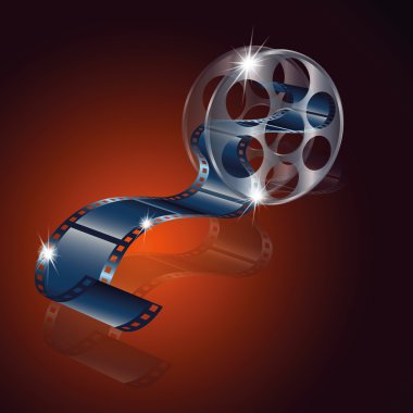 Film makara film vektör izole kırmızı zemin üzerine yansıması ile