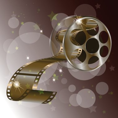 Film makara film yıldız Concept, kırmızı zemin üzerine izole vektör