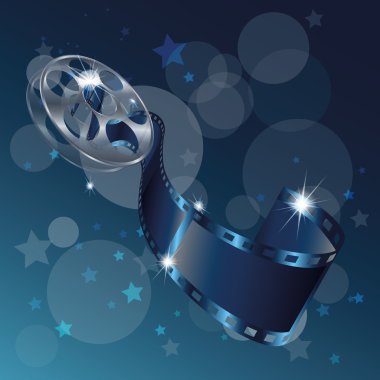 Üzerinde mavi arka plan izole film makara film vektör