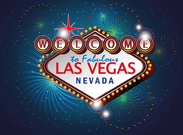 Üdvözöljük a mesés Las Vegas-i Nevada jel-ban kék arany háttere — Stock Vector