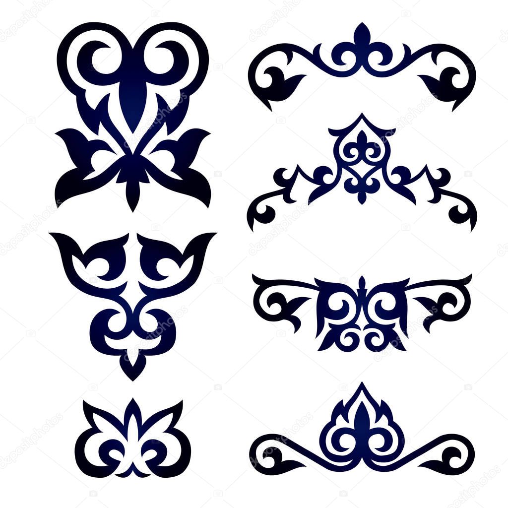 A set of seven Asian patterns