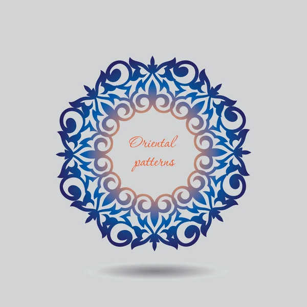 Modèle oriental bleu. Motifs asiatiques, rosette ronde . — Image vectorielle