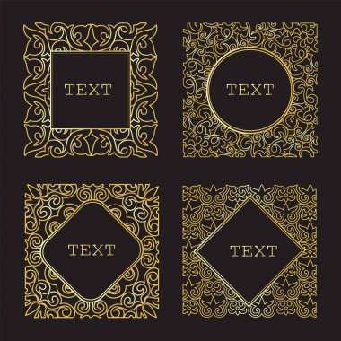 Lüks altın çerçeve kümesi. Dekoratif Retro çerçeveler, sopa için kozmetik