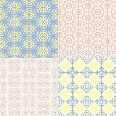 Dört Dikişsiz desen seti. Kazak, Asya, çiçek, çiçek pat