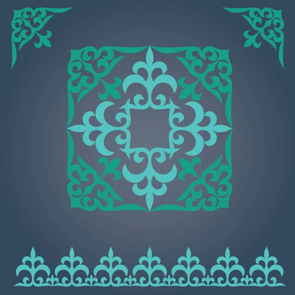 Set Kazakh Asian ornaments and patterns. — Stock Vector