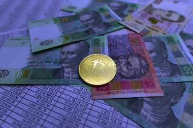 sikke bitcoin Lirası üstünde yatıyor ve sayılarla sayfaları