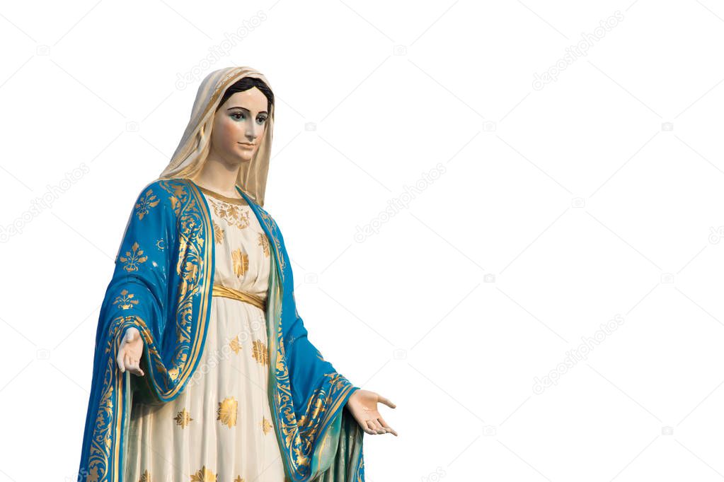 Virgin mary statue isolated