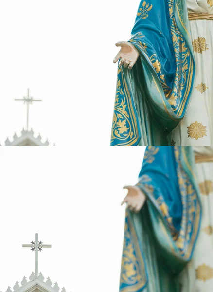 Unsere Dame, die selige Jungfrau Maria auf weißem Hintergrund. doppelter Co — Stockfoto