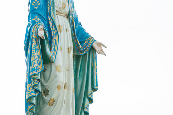 Our lady, The blessed Virgin Mary on white background.