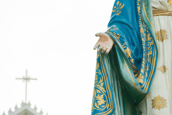 Our lady's hand, The Blessed Virgin Mary and the cross on white 