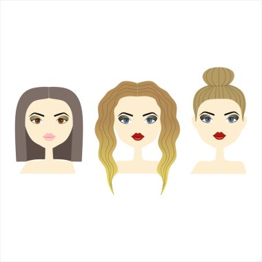 makyaj ve saç modeli ile bir kız başkanı. Dörtlü. uzun saçlı. brunett