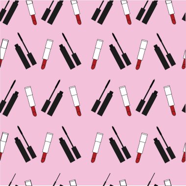 Kırmızı ruj. ruj ve maskara Yazdır. 