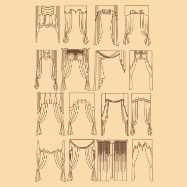 perdeler. iç Tekstil. İç Dekorasyon Tekstil sketc