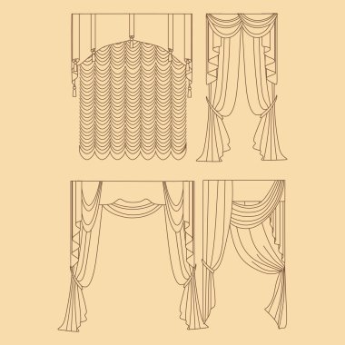 perdeler. iç Tekstil. İç Dekorasyon Tekstil sketc