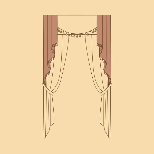 Gordijnen. interieurtextiel. interieur decoratie textiel sket — Stockvector