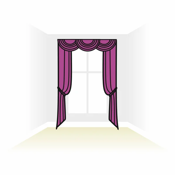Bosquejo de textiles de decoración interior. cortinas decoradas caja. int — Vector de stock