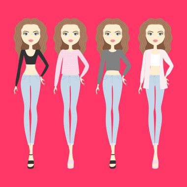 Kız şort ve bir kazak. bluz. sandalet. Ayakkabı. Sayfanın Üstü. Je