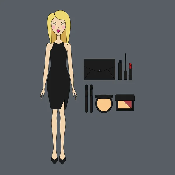 Mujer joven con ropa de moda. Chica vestida. ropa casual . — Vector de stock