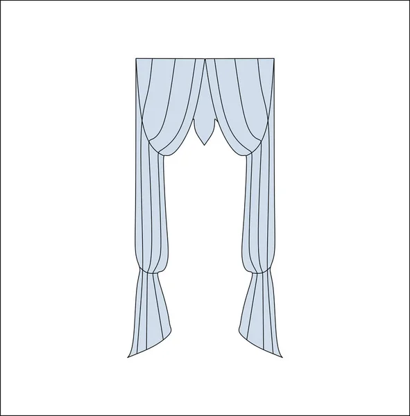 カーテン。インテリアテキ スタイル。室内装飾織物スケット — ストックベクタ