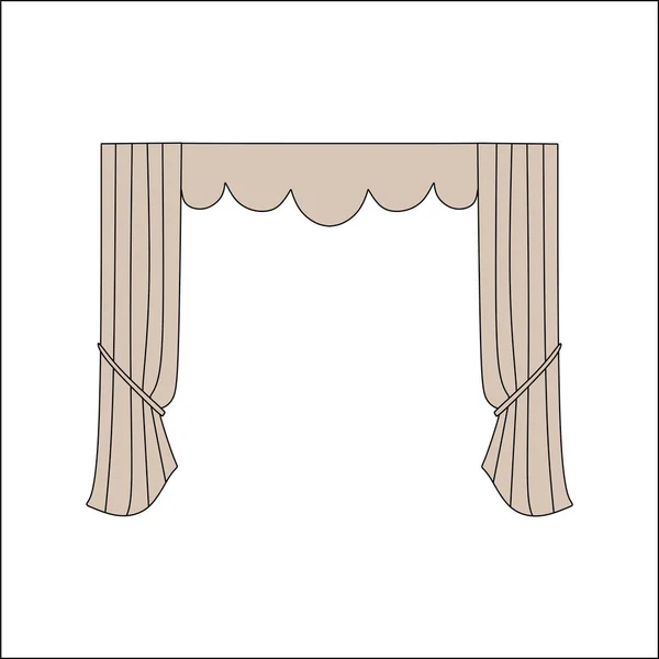 Vorhänge. Innentextilien. Textilien für die Inneneinrichtung skizzieren — Stockvektor