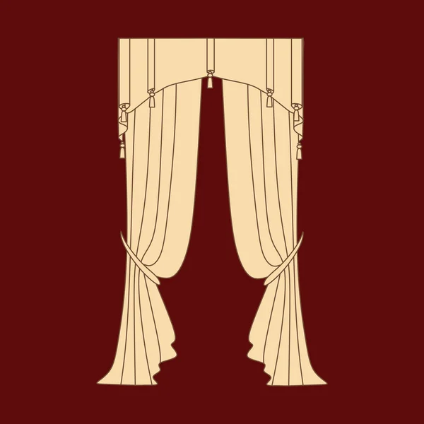カーテン。インテリアテキ スタイル。室内装飾織物 sketc — ストックベクタ