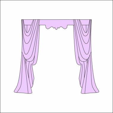 İç tasarım kroki perdeler. Pencere perdeleri
