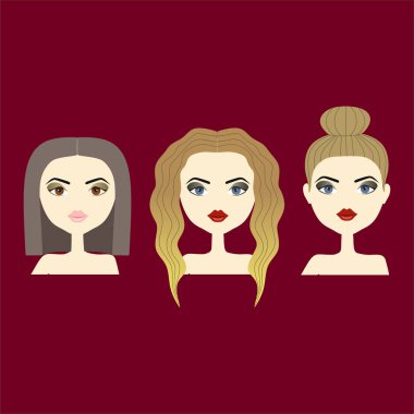 makyaj ve saç modeli ile bir kız başkanı. Dörtlü. uzun saçlı. brunett