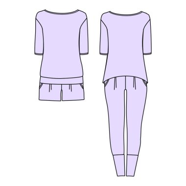 Kadın homewear. Pijama jersey. şort ve üst. giyim.