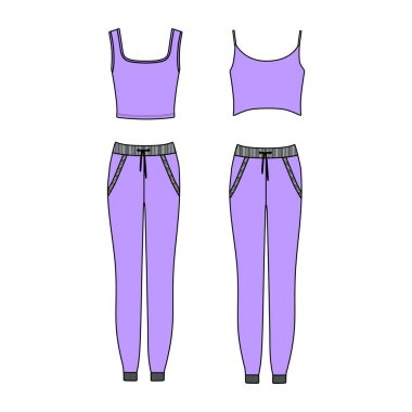  kıyafetler. Kadın homewear. Pijama jersey. pantolon ve üst.