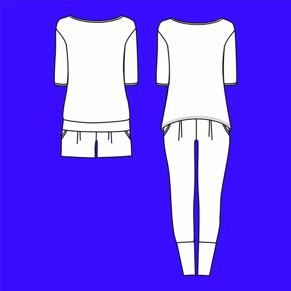 Женская одежда. В пижаме. шорты и топ. одежда . — стоковый вектор