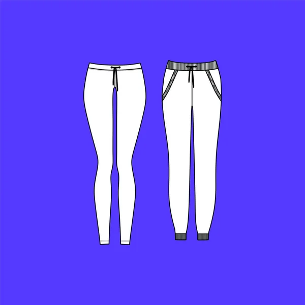 Sweatpants. kläder. byxor. Kvinnors hemmakläder. — Stock vektor