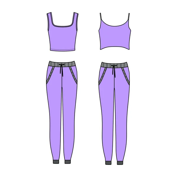 Ropa. Ropa de casa para mujeres. jersey de pijamas. pantalones y top . — Vector de stock