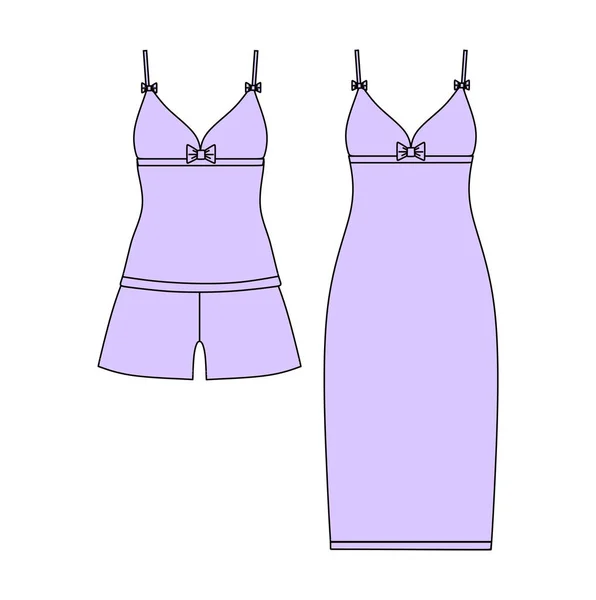 Ropa de casa para mujeres. jersey de pijamas. shorts y top. ropa . — Vector de stock