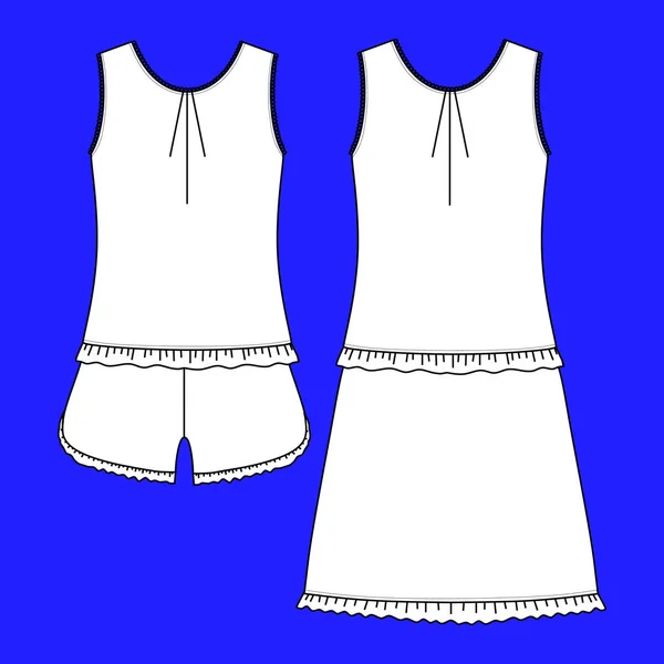 Women's homewear. pajamas jersey. shorts and top. clothes. — Stock Vector