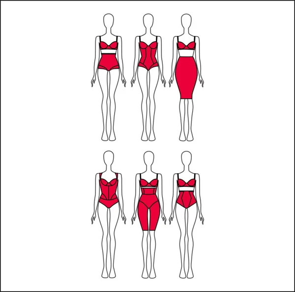 Fallas de la figura de ropa interior correctiva. Ropa interior para mujeres obesas. L — Archivo Imágenes Vectoriales