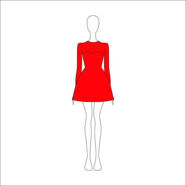 Ropa de mujer. Vestido dibujado vector — Vector de stock