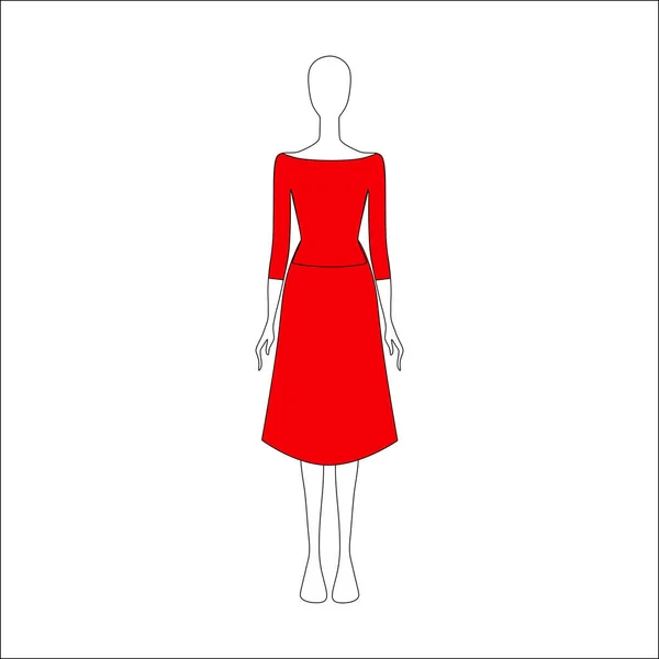 Ropa de mujer. Vestido dibujado vector — Vector de stock