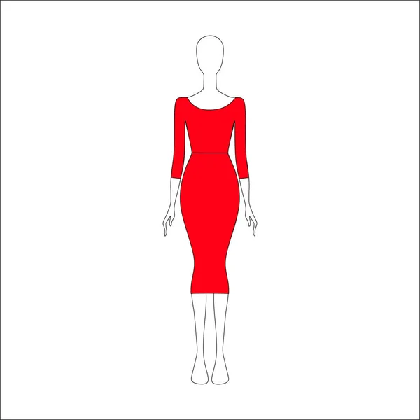 Ropa de mujer. Vestido dibujado vector — Vector de stock
