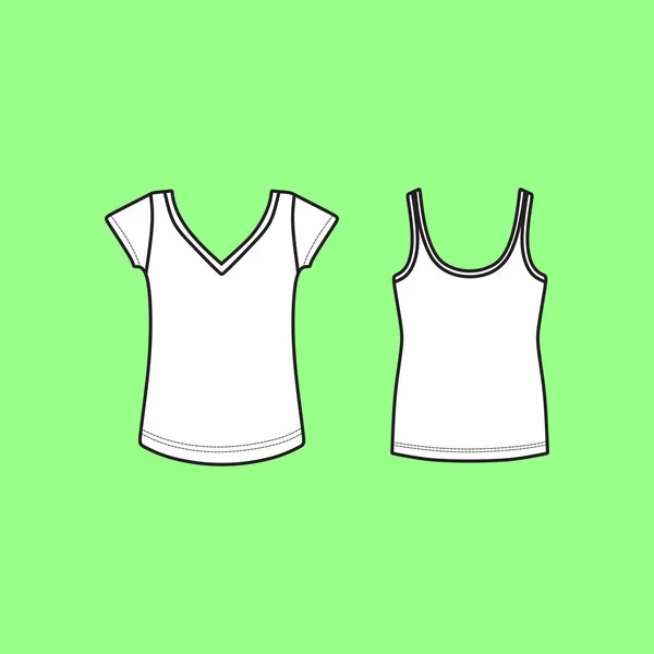 Vecteur dessiné en haut. T-shirt femme jersey . — Image vectorielle