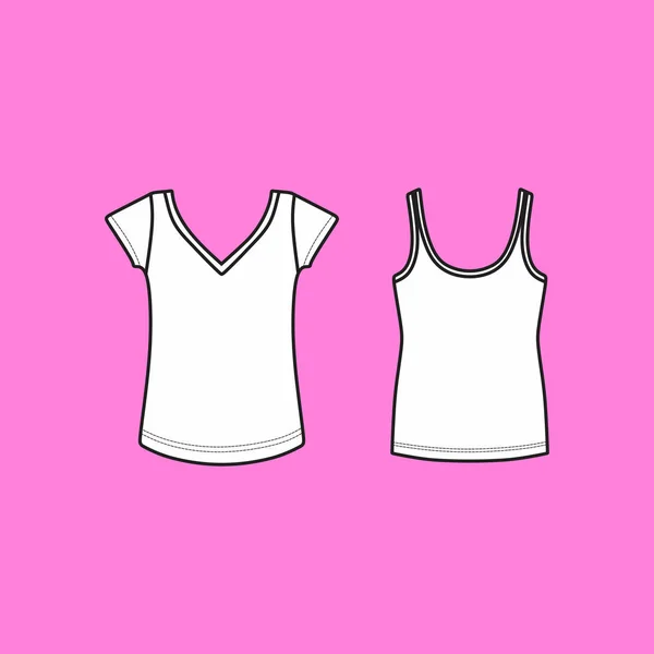 Top-drawn vector. Women's T-shirt jersey. — Stock Vector